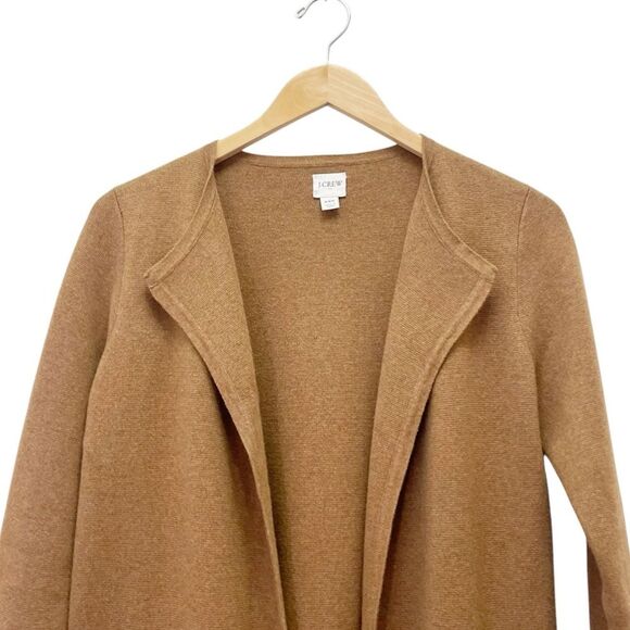 J. Crew Vanessa Sweater-Jacket Tan Camel Open Front Blazer Cardigan Size XXS - Picture 5 of 10